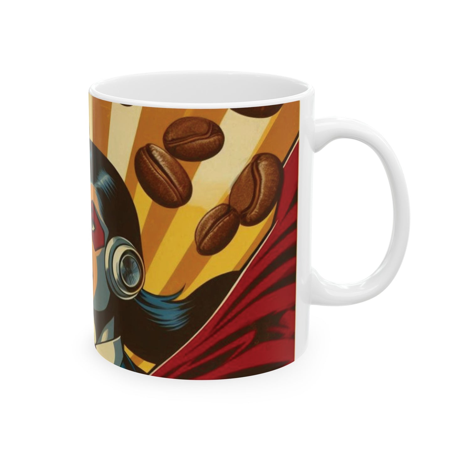 Red Masked Female Ceramic Mug (11oz, 15oz) - Superhero Coffee