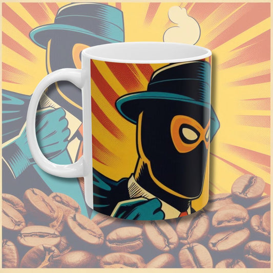 Drinking With Mask On Ceramic Mug (11oz, 15oz) - Superhero Coffee